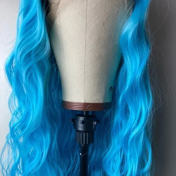 Ombre Blue Curly Lace Wig